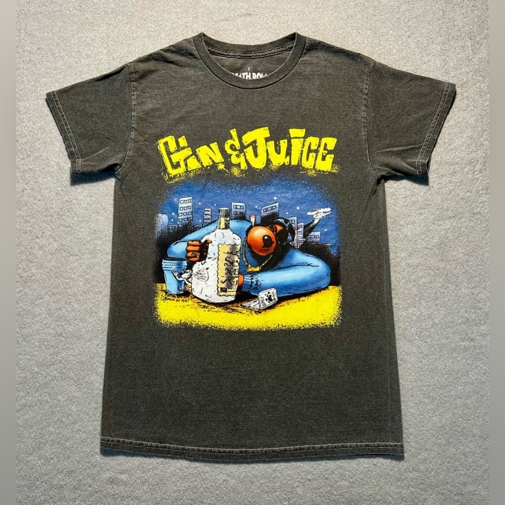 Death Row Records Gin & Juice T-Shirt Small Gray Hip Hop Rap Graphic